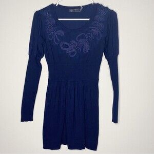 Janet Paris Sweater Dress/Tunic Size M/L Navy Blue